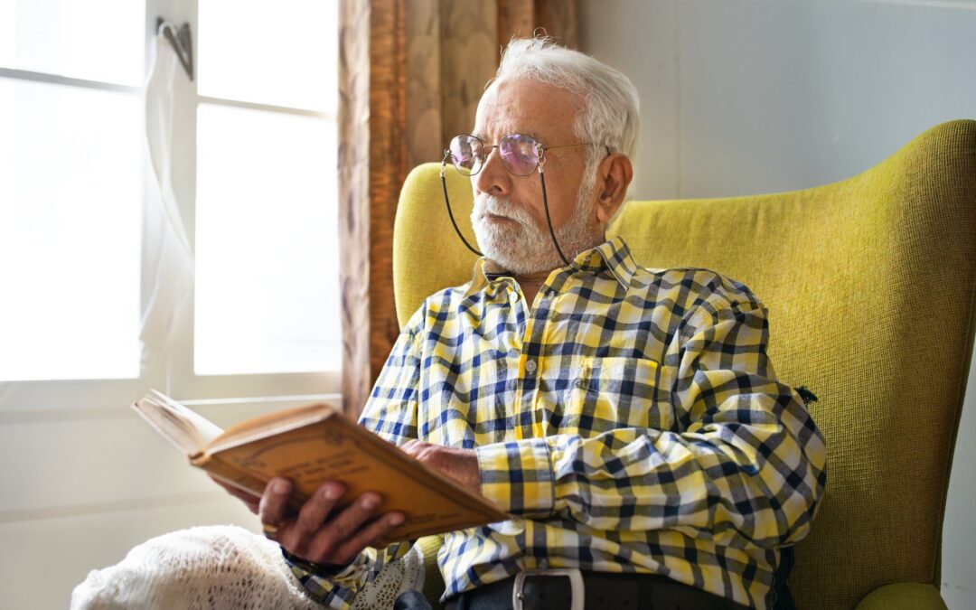 A man reading a book.